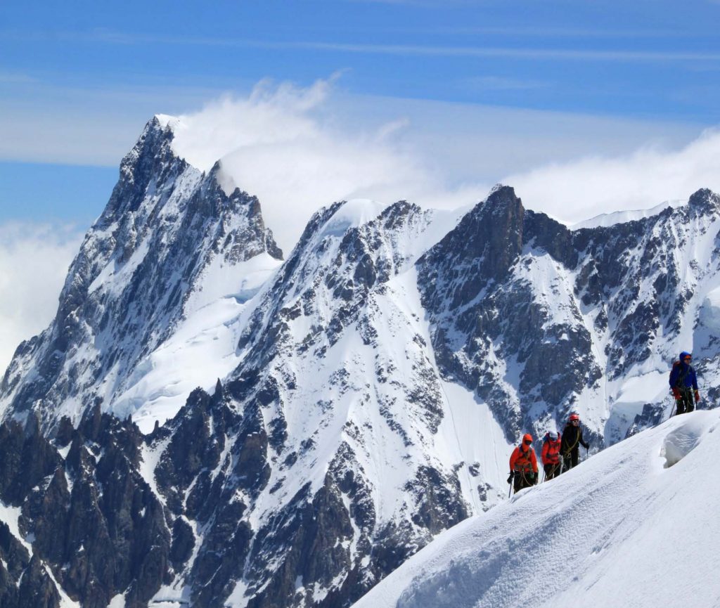 Aiguille du Midi mountain climbers, French Alps