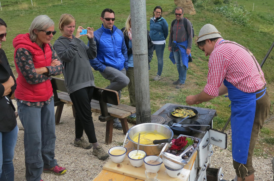 outdoor cooking by Chef Franz at Gostner Schwaige, Italian Alps