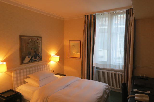 interior of single room at the Hotel Kindli in old town Zurich 