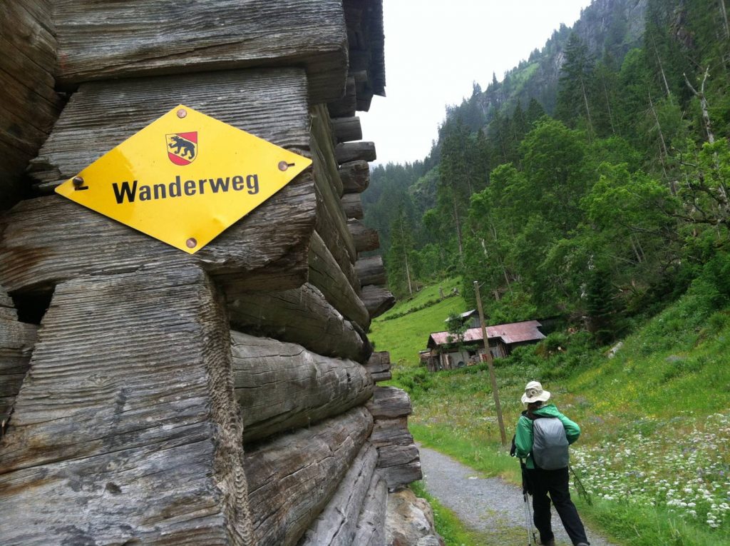 hiking past Schtechelberg on wanderweg in Switzerland
