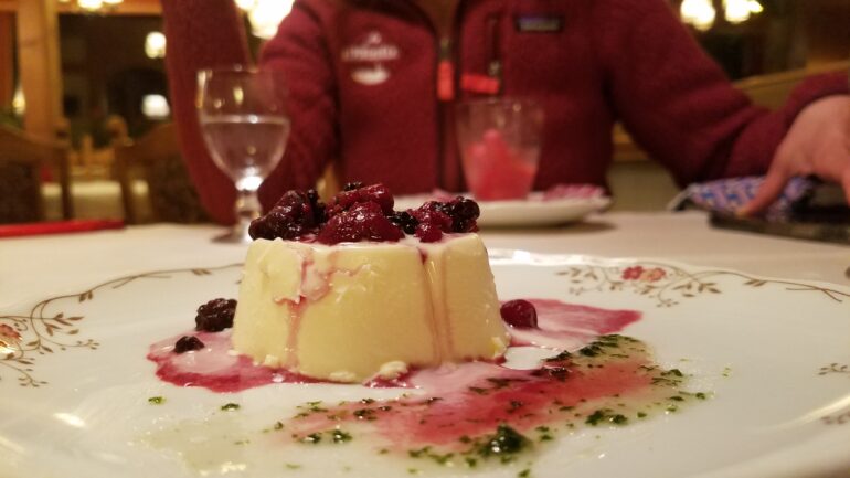 decadent dessert from the half-board dinner menu at Hotel Gletschergarten